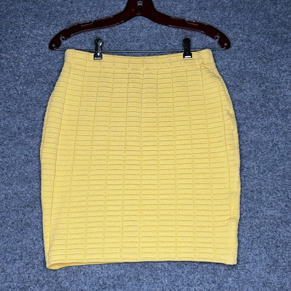 Vintage 90's‎ St. John Collection Pull On Knit Pencil Skirt Size 2 Yellow